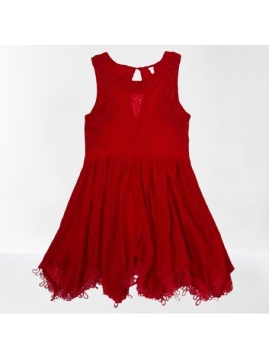 Free People Dresses & Skirts - Free People Red Lace Sheer Mini Dress. Size M